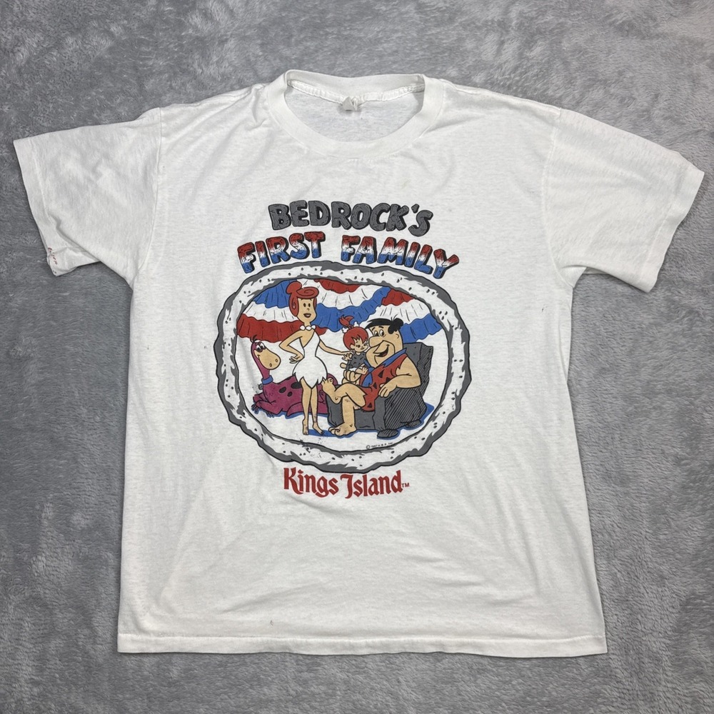Vintage Flintstones Kings Island Shirt XL First Family Distressed Paint Thin